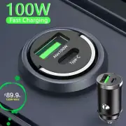 100W Mini Car Charger Fast USB Type C Charger for iPhone and Samsung