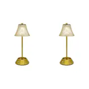 2PK Boyle Rechargeable LED Portable Table Lamp w/ Fluted Glass Shade 11x11x28cm