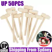 UP 50X Wooden Mini Hammer Mallet Kids Flat Head Toy Carving DIY Ornaments Toy AU
