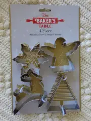 The BAKER'S TABLE SNOWFLAKE ANGEL REINDEER TREE Christmas Cookie Cutters 4 set