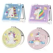 4 Pcs Diamond Painting Compact Mirror, Diamond Art Kits for Adults, Unicorn