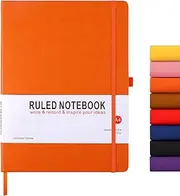 A4 Notebook, Notebook A4 Journal Notebook Hardcover Notepad with Bookmark Composition Notebooks, Pen Loop, and Elastic Closure, 8.3" X 11.18"，Orange