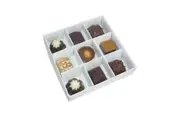 My Decorations 100 Pack Of White Card Chocolate Sweet Soap Product Reatail Gift Box 9 Bay 4X4x3cm Compartments Clear Slide On Lid 12X12x3cm Favours &