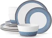 [Noritake] Colorscapes Layers Navy 12-Piece Coupe Set in Blue/White