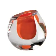 Hand Blown Art Glass 'Duet' Vase in Gray and Amber, Large