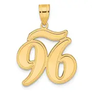 14k Yellow Gold Brushed Border Script Number 96 Pendant