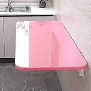 Modern Wall Mounted Foldable Desk for Home Office Drop Leaf Computer Workstation with Dining Table Function Space Saving Pink Fold Down Desk 47.2x20in