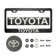 Fit Toyota T304 Laser Etching SS Polish Black License Plate Frame w/Metal Cap
