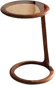 Side Table Round Side Table, Solid Wood Coffee Table End Table for Living Room, Bedroom, Small Spaces, Fully Assembled Bedside Table, Black Walnut End Tables Living Room