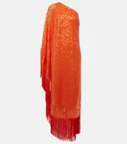 [Taller Marmo] Taller Marmo Spritz Disco sequined maxi dress AU 4 orange