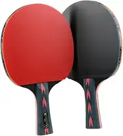 Yardwe 2-Piece Set 5 Star Pingpong Racket Carbon Fiber Blade Double Pimples-in Ideal for Junior Players