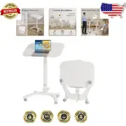 Portable Height-Adjustable Standing Desk - Foldable with Keyboard Tray & Wheels