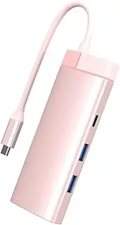 USB C HUB Type C -Compatible 7 in 1 4K 30HZ Type C Docking Station for Air Air M1 M2Pro Adapter(BS7A-Pink)
