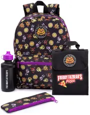Vanilla Underground Five Nights At Freddy's Boys 4 Piece Backpack Set Black Printed - One Size