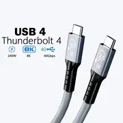 Pisen BoostUp Thunderbolt 4 USB-C to USB-C Cable (1M) Black - USB4 - 40Gbps,240W,8K/60Hz,4K Video Edit, Best for Laptop, iPhone, iPad, Samsung Galaxy BT4CC10M