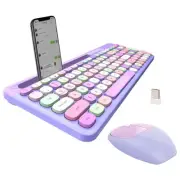 2.4GHz Wireless Keyboard and Mouse Set with Phone Holder - Compact Full-Size ...