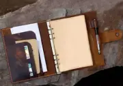 A5 loose leaf Writing note Notebook Retro Diary Notepad cow leather brown Q394