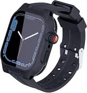 ShellBox Case Apple Watch Full-Body Protection 45mm Case Black for Apple Watch Series 7 45mm with Touch Protective IP68 Waterproof Film and Band