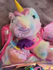 Barbie Dreamtopia Unicorn Plush Pet Doctor Set Pink Tie Dye Back Pack Light Up