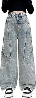 [Generic] Girls Sweatsuits Size Spring Summer and Autumn New Models for Middle and Large Children Retro Wide Leg Straight Pants Trendy Loose Casual Trousers Sliding Pants Girls
