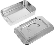 PACKOVE Stainless Steel Soaking Box with Square Lid Durable Tray for Nail Tools Equipment Lightweight Storage Case for Home Use