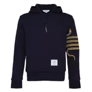 [Thom Browne] Lunar New Year Hoodie Pullover With Gold 4 Bar Snakes Men