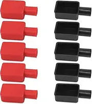 10 Pcs Battery Terminal Insulator Cover, Battery Terminal Protector Soft Rubber Positive and Negative Poles Stud Cover Connector Top Post Cap Insulating Terminal Cover (Black and Red)