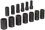 (1213MSD) 3/8" Drive 13-Piece Semi-Deep Metric Socket Set