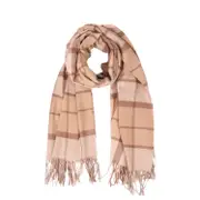 ANYYOU Scarf Coffee Plaid Knitted Cashmere Winter Pashmina Shawl Tassel Bandana