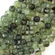 10mm faceted green prehnite round beads 15.5" strand