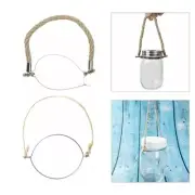 Stainless Steel Wire Hanger+Twine Hemp Rope Handles Mason Jars Flower DIY Lamp