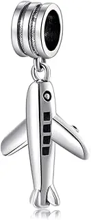 [FAEFASH] Airplane Pendant 925 Sterling Silver Dangling Aircraft Charm Travel Plane Charm Compatible for Women Pandora Style Bracelet, Metal, silver