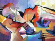 Glass Tile Backsplash Warren Cullar Abstract Art Kitchen Shower Mural WC161