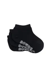 [Bonds] Bonds Toddler Cotton Lightweight Low Cut 3 Pack Socks in Black Size: 1-2 Years 1-2 Years Black