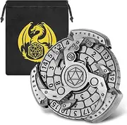 DND Wheel Cube Spinner, Fingertips Gyro, 7-in-1 Metal D&D Dice, Roulette Dice Spinner for DND Dice Set, D&D Gifts with Dragon Logo Gift Bag, RPG, Role Playing Board Game Accessories, Silver