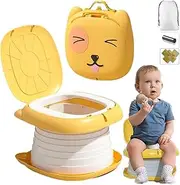 Baby Foldable Portable Potty Training Seat for Toddler, Kids Travel Potty with a Role Bag and Storage Bag, Kids Toilet seat Award-Winning Emergency Toilet for Car Camping Park (Orange)