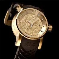 在飛比找Yahoo!奇摩拍賣優惠-【MOMO全球購】Invicta手錶霸氣金色龍紋浮雕男錶防水