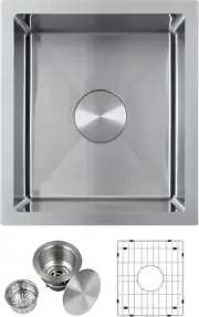 LQS Stainless Steel Bar Sink Undermount 17" x 19" x 10" Kitchen Sink Grid