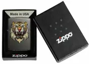 Sabretooth Tiger Tattoo Design Black Ice Zippo Lighter