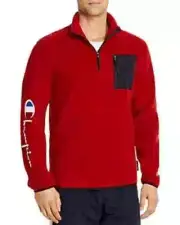 Champion Reverse Weave Polartec Quarter Zip Fleece Sweater Red Mens Size S
