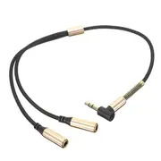 2PCS Universal 3.5mm Jack 1 To 2 Dual Earphone Headphone Splitter Standard Audio Cable BLACK COLOR