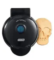 DASH Electric Skull Black 4" Mini Waffle Maker Non Stick Goth Halloween