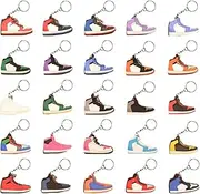 Qioadji 25 PCS Sneaker Keychain Retro Shoe Keychain Personalized Sneaker Keychain Gifts For Kids Adults Birthday Party Supplies