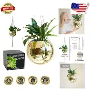 10-Inch Retro Gold Disco Ball Planter with Self-Watering Features & Accessories