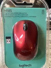 Logitech M185 Wireless Mouse - Red - 910-003636 Mac Windows USB Linux Brand New