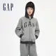 Gap 男童裝 Logo刷毛連帽外套 碳素軟磨系列-灰色(836686)