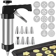 Cookie Press,WADY Stainless Steel Spritz Cookie Press,Cookie Press Gun Kit with 13 Cookie Discs and 8 Cake Decorating Icing Piping Tip for Home DIY Biscuit &Cake Decorating,Cookie Press Set for Baking