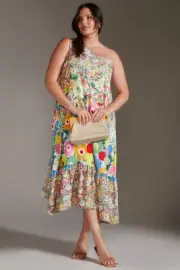 Sarah Campbell for Anthropologie One-Shoulder Midi DresS size S new