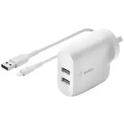 Belkin BOOSTCHARGE 24W Dual USB-A to Lightning Charger Kit