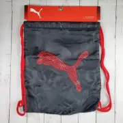 Puma Squad Carry Sack Pocket Drawstring Gym Bag Black Red 18x14 New NWT